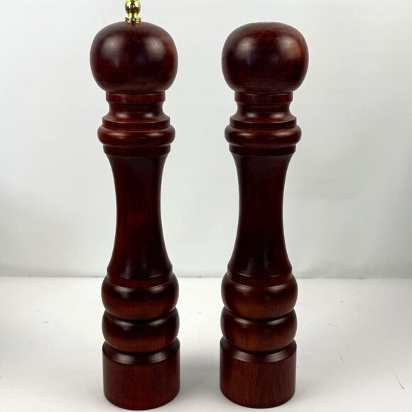 SMC Salt Shaker & Pepper Mill Grinder set 11" Vintage Walnut Brown Wood New Box - Picture 7 of 11